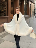 Imitation Mink Collar Knit Shawl: Autumn/Winter Retro Cape, Elegant, Versatile, and Flattering（purple）