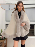 Imitation Mink Collar Knit Shawl: Autumn/Winter Retro Cape, Elegant, Versatile, and Flattering（purple）