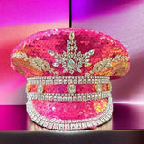 Sparkling Rhinestone Captain's Hat, Covered in Sequins, Adorned with Rhinestone Trim, Unisex and Versatile – Shines Bright at Parties and in Daily Wear. In Australia - Darrahopens