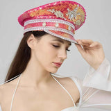 Sparkling Rhinestone Captain's Hat, Covered in Sequins, Adorned with Rhinestone Trim, Unisex and Versatile – Shines Bright at Parties and in Daily Wear. In Australia - Darrahopens
