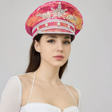 Sparkling Rhinestone Captain's Hat, Covered in Sequins, Adorned with Rhinestone Trim, Unisex and Versatile – Shines Bright at Parties and in Daily Wear.