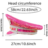Sparkling Rhinestone Captain's Hat, Covered in Sequins, Adorned with Rhinestone Trim, Unisex and Versatile – Shines Bright at Parties and in Daily Wear.