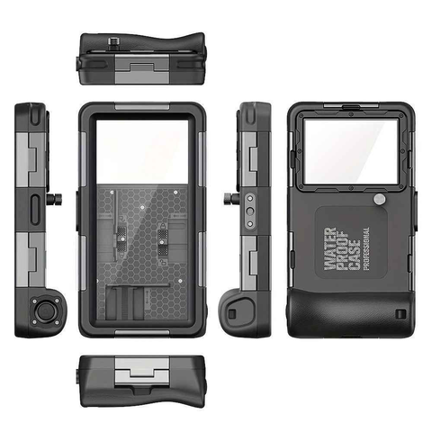 15m Waterproof Phone Case for Diving & Surfing - 1 Hour Underwater Shooting, Dual Seal, Zinc Alloy Buckle, Fits iPhone Samsung Xiaomi up to 6.9 Inch(black+black)