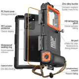 15m Waterproof Phone Case for Diving & Surfing - 1 Hour Underwater Shooting, Dual Seal, Zinc Alloy Buckle, Fits iPhone Samsung Xiaomi up to 6.9 Inch(BLACK+BLUE)
