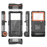 15m Waterproof Phone Case for Diving & Surfing - 1 Hour Underwater Shooting, Dual Seal, Zinc Alloy Buckle, Fits iPhone Samsung Xiaomi up to 6.9 Inch(black+orange)