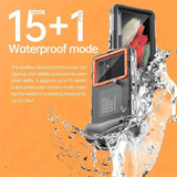 15m Waterproof Phone Case for Diving & Surfing - 1 Hour Underwater Shooting, Dual Seal, Zinc Alloy Buckle, Fits iPhone Samsung Xiaomi up to 6.9 Inch(black+orange)