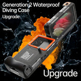 15m Waterproof Phone Case for Diving & Surfing - 1 Hour Underwater Shooting, Dual Seal, Zinc Alloy Buckle, Fits iPhone Samsung Xiaomi up to 6.9 Inch(black+orange)