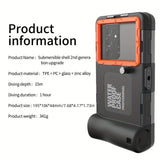 15m Waterproof Phone Case for Diving & Surfing - 1 Hour Underwater Shooting, Dual Seal, Zinc Alloy Buckle, Fits iPhone Samsung Xiaomi up to 6.9 Inch(blue+orange)