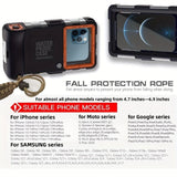 15m Waterproof Phone Case for Diving & Surfing - 1 Hour Underwater Shooting, Dual Seal, Zinc Alloy Buckle, Fits iPhone Samsung Xiaomi up to 6.9 Inch(blue+orange)