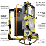 15m Waterproof Phone Case for Diving & Surfing - 1 Hour Underwater Shooting, Dual Seal, Zinc Alloy Buckle, Fits iPhone Samsung Xiaomi up to 6.9 Inch(Camouflage yellow+black)