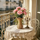 Rattan-Look Hourglass Vase, Petal Rim Adds Elegance — Handcrafted Dried Flower Décor for Living Room./No cloth standard payment