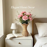 Rattan-Look Hourglass Vase, Petal Rim Adds Elegance — Handcrafted Dried Flower Décor for Living Room./No cloth standard payment