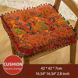 Bohemian Thick Cushion: Ethnic print with tassel trim, 100% polyester soft and resilient, suitable for both square and round shapes in all seasons, easy hand-wash care, adds an exotic flair to your home decor. (Square, Blue)