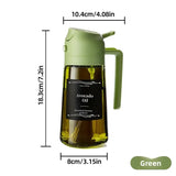 Dark Glass Light-Blocking Oil Dispenser, Dual-Use Press Spray & Pour, Kitchen Oil Control & Freshness.BLACK