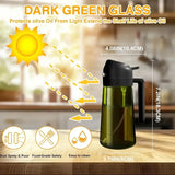 Dark Glass Light-Blocking Oil Dispenser, Dual-Use Press Spray & Pour, Kitchen Oil Control & Freshness./GREEN
