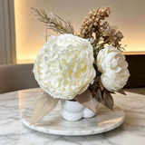 Light luxury simulated peony potted plant, handcrafted petals realistic and full, pumpkin planter round and versatile, no maintenance ready to display upon opening, brightens up new Chinese-style home spaces.(white) In Australia - Darrahopens