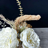Light luxury simulated peony potted plant, handcrafted petals realistic and full, pumpkin planter round and versatile, no maintenance ready to display upon opening, brightens up new Chinese-style home spaces.(white) In Australia - Darrahopens