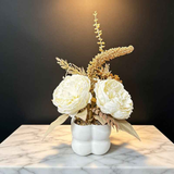 Light luxury simulated peony potted plant, handcrafted petals realistic and full, pumpkin planter round and versatile, no maintenance ready to display upon opening, brightens up new Chinese-style home spaces.(white) In Australia - Darrahopens