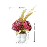 Light luxury simulated peony potted plant, handcrafted petals realistic and full, pumpkin planter round and versatile, no maintenance ready to display upon opening, brightens up new Chinese-style home spaces.(white)