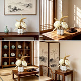 Light luxury simulated peony potted plant, handcrafted petals realistic and full, pumpkin planter round and versatile, no maintenance ready to display upon opening, brightens up new Chinese-style home spaces.(white)