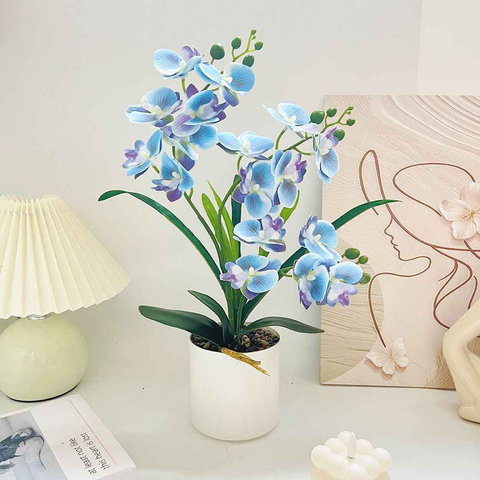 Artificial Moth Orchid Potted Plant, Bringing Natural Vitality into Your Home; Flowers Never Wilt, Staying Evergreen All Year Round./BLUE