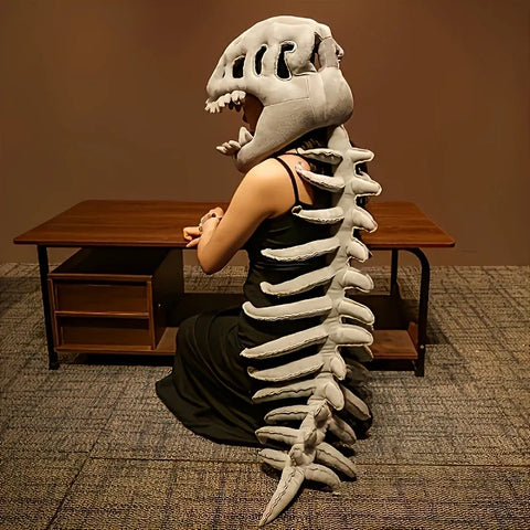 Dinosaur Spine Skeleton Plush Hat – 1-Meter 3D Design, Soft & Comfortable, Party Fun Photo-Ready Prop. (GREY) In Australia - Darrahopens