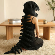 Dinosaur Spine Skeleton Plush Hat – 1-Meter 3D Design, Soft & Comfortable, Party Fun Photo-Ready Prop. (BLACK) In Australia - Darrahopens