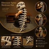 Dinosaur Spine Skeleton Plush Hat – 1-Meter 3D Design, Soft & Comfortable, Party Fun Photo-Ready Prop. (BLACK)