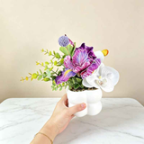 Simulated iris potted plant, floral artistry vibrant and colorful, pumpkin planter round and versatile, no maintenance ready to display upon opening, brightens up new Chinese-style and light luxury home spaces.（fuchsia） In Australia - Darrahopens