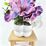 Simulated iris potted plant, floral artistry vibrant and colorful, pumpkin planter round and versatile, no maintenance ready to display upon opening, brightens up new Chinese-style and light luxury home spaces.（fuchsia） In Australia - Darrahopens