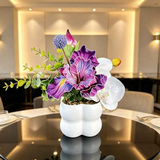 Simulated iris potted plant, floral artistry vibrant and colorful, pumpkin planter round and versatile, no maintenance ready to display upon opening, brightens up new Chinese-style and light luxury home spaces.（fuchsia） In Australia - Darrahopens