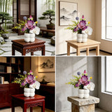 Simulated iris potted plant, floral artistry vibrant and colorful, pumpkin planter round and versatile, no maintenance ready to display upon opening, brightens up new Chinese-style and light luxury home spaces.（fuchsia）