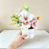 Simulated iris potted plant, floral artistry vibrant and colorful, pumpkin planter round and versatile, no maintenance ready to display upon opening, brightens up new Chinese-style and light luxury home spaces.(WHITE) In Australia - Darrahopens