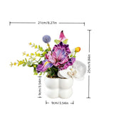 Simulated iris potted plant, floral artistry vibrant and colorful, pumpkin planter round and versatile, no maintenance ready to display upon opening, brightens up new Chinese-style and light luxury home spaces.(WHITE)