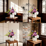 Simulated iris potted plant, floral artistry vibrant and colorful, pumpkin planter round and versatile, no maintenance ready to display upon opening, brightens up new Chinese-style and light luxury home spaces.(WHITE)