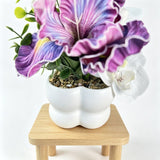 Simulated iris potted plant, floral artistry vibrant and colorful, pumpkin planter round and versatile, no maintenance ready to display upon opening, brightens up new Chinese-style and light luxury home spaces.(WHITE)