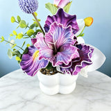 Simulated iris potted plant, floral artistry vibrant and colorful, pumpkin planter round and versatile, no maintenance ready to display upon opening, brightens up new Chinese-style and light luxury home spaces.(WHITE)