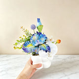 Simulated iris potted plant, floral artistry vibrant and colorful, pumpkin planter round and versatile, no maintenance ready to display upon opening, brightens up new Chinese-style and light luxury home spaces.(GREEN)