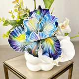 Simulated iris potted plant, floral artistry vibrant and colorful, pumpkin planter round and versatile, no maintenance ready to display upon opening, brightens up new Chinese-style and light luxury home spaces.(GREEN)