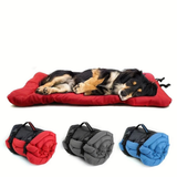 Darrahopens Pet Care > Dog Supplies > Dog Beds High-quality moisture-proof thick portable camping dog bed suitable for medium / large / small dogs - durable polyester outdoor mat with handle foldable design suitable for travel home and camping trips camping bed.BLUE