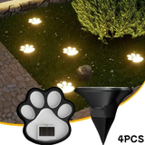 4PCS Dog Paw Solar Ground Light: Realistic paw print design, solar powered, auto on at night. Add warmth and charm to your garden pathway./Warm light