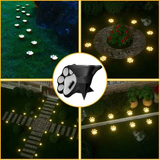 4PCS Dog Paw Solar Ground Light: Realistic paw print design, solar powered, auto on at night. Add warmth and charm to your garden pathway./Warm light