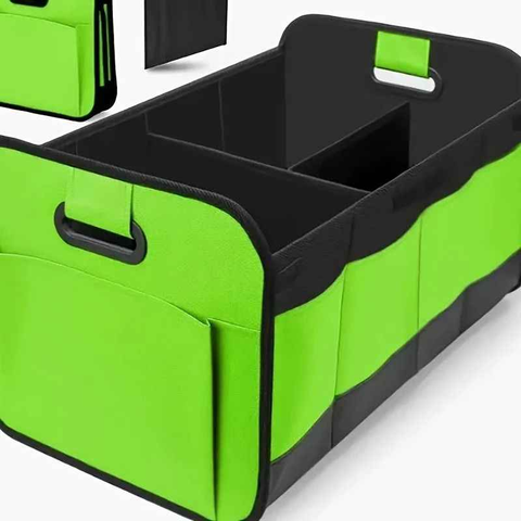 1 Car Trunk Organizer, Automotive Storage, Reinforced Handle, Foldable Multi-Compartment Car Organizer, 600D Oxford Fabric, Suitable for Any Car, SUV, Minivan, Vehicle Storage.GREEN