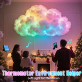 DIY Dreamy 3D Cloud Lamp, Bluetooth APP & Remote Control with Music Sync, USB Powered & Freely Shapable, Creative Parent-Child Interactive Atmosphere Light (Fantasy Color LED 200CM)
