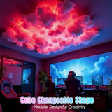 DIY Dreamy 3D Cloud Lamp, Bluetooth APP & Remote Control with Music Sync, USB Powered & Freely Shapable, Creative Parent-Child Interactive Atmosphere Light (Fantasy Color LED 800CM)