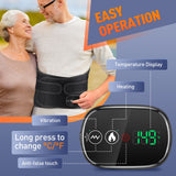 Heated Waist Belt with Vibration Massage – Infrared Heat Therapy, 3 Temp Levels, Rechargeable & Adjustable Strap（BLACK)