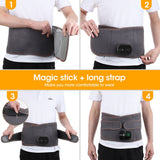 Heated Waist Belt with Vibration Massage – Infrared Heat Therapy, 3 Temp Levels, Rechargeable & Adjustable Strap (GREY)