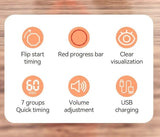 Flip to Start Timing, Efficiency Tool! 7 Presets + Visualized Progress, Gravity Sensor Timer, Universal for Study/Kitchen/Fitness/Baking（BLACK)