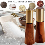 Salt and Pepper Grinder Set with Wooden Base Stainless Steel Manual Salt and Pepper Mills Adjustable Coarseness for Kitchen BBQ Picnic.golden