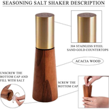 Salt and Pepper Grinder Set with Wooden Base Stainless Steel Manual Salt and Pepper Mills Adjustable Coarseness for Kitchen BBQ Picnic.golden